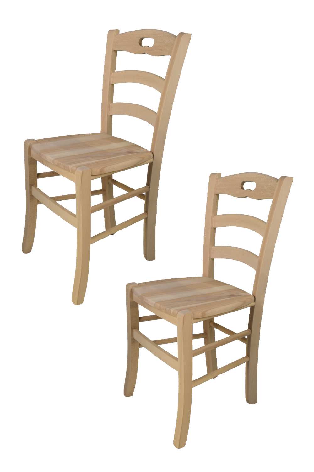 Tommychairs – Set 2 sillas Savoie para cocina y comedor, estructura en madera de haya lijada, no tratada, 100% natural y asiento en madera