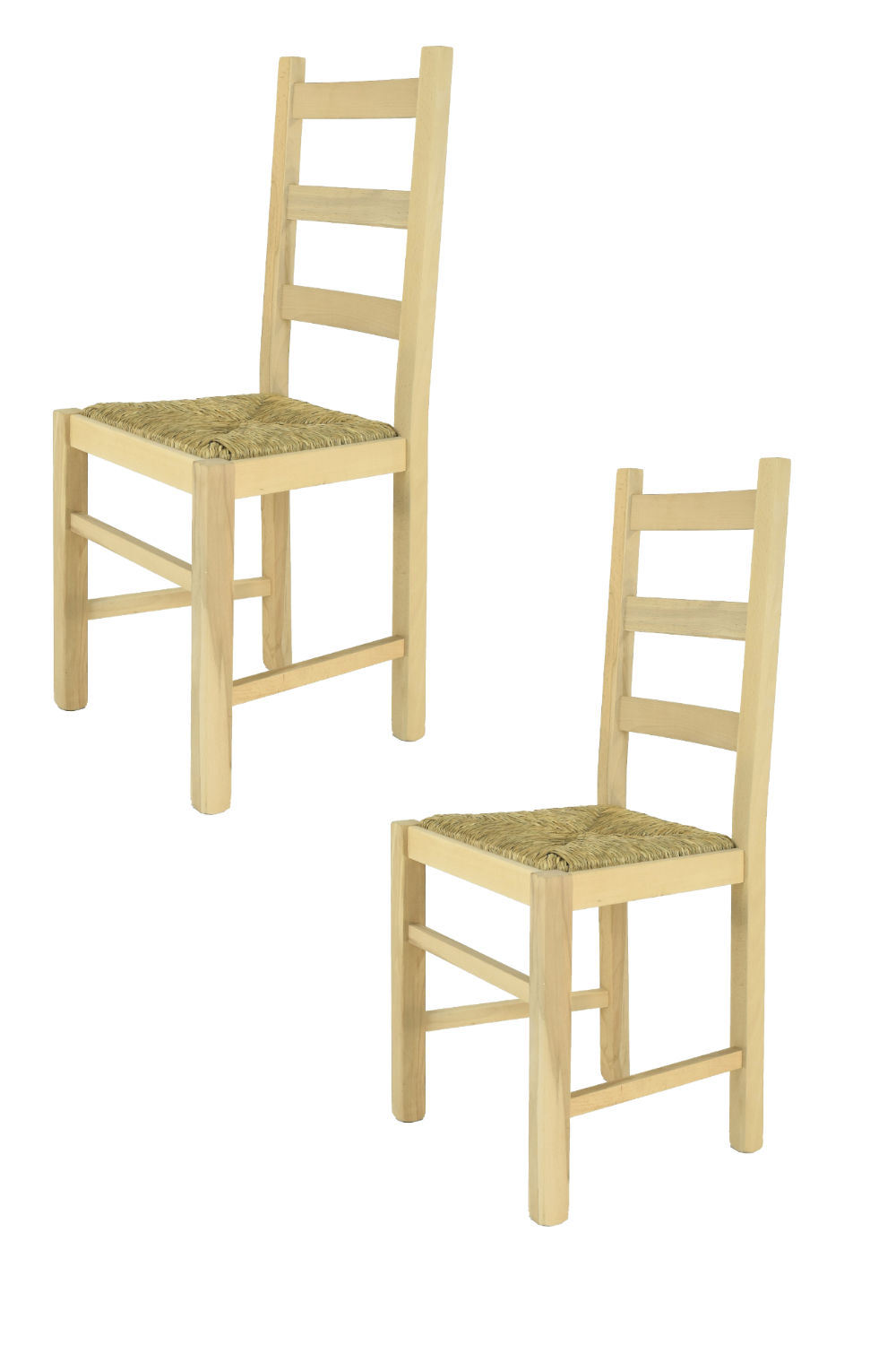 Tommychairs – Set 2 sillas Rustica para cocina y comedor, estructura en madera de haya lijada, no tratada, 100% natural y asiento en paja