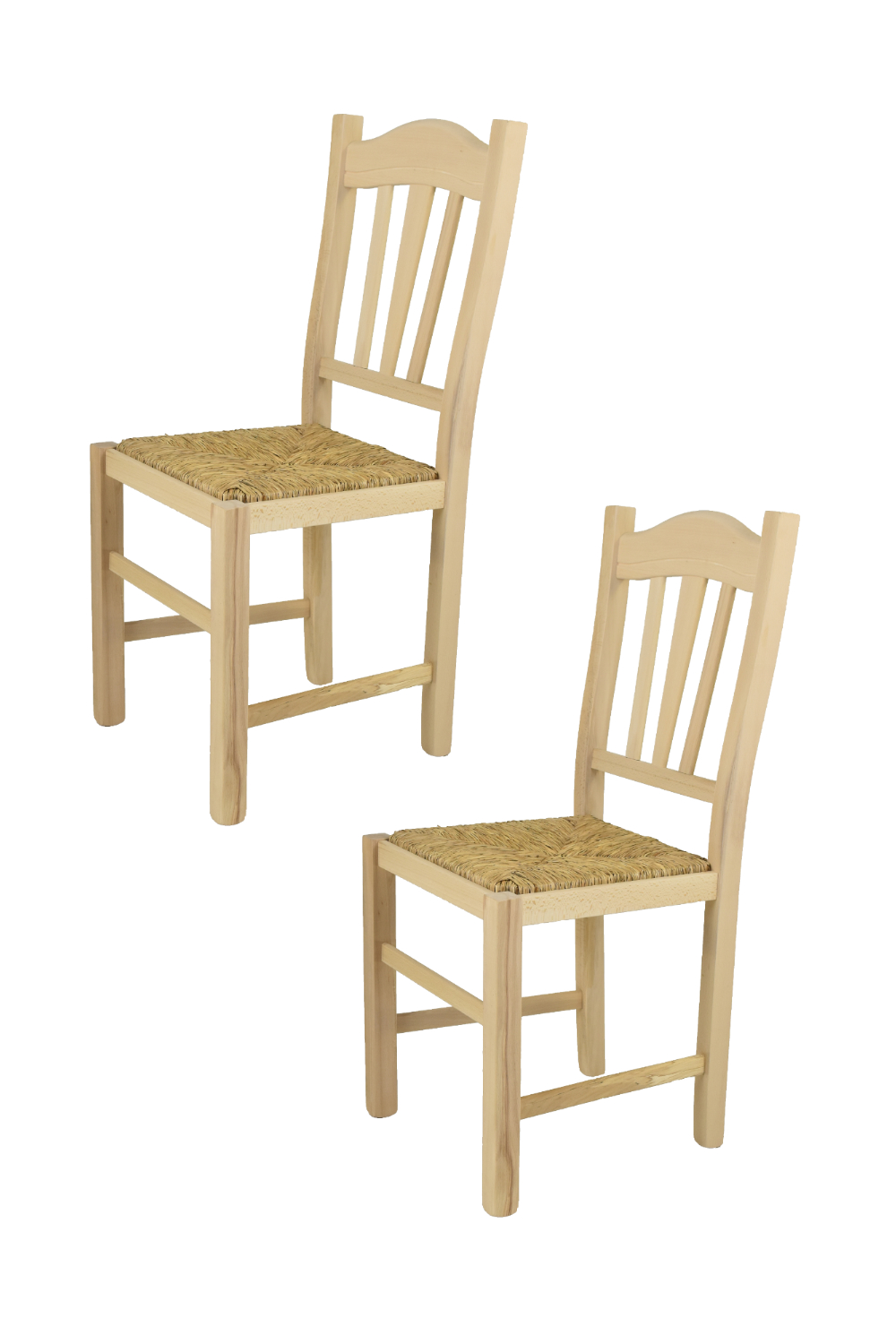 Tommychairs – Set 2 sillas Silvana para cocina y comedor, estructura en madera de haya lijada, no tratada, 100% natural y asiento en paja